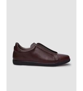%100 Hakiki Deri Kahverengi Lastikli Erkek Sneaker
