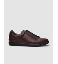 %100 Hakiki Deri Kahverengi Lastikli Erkek Sneaker