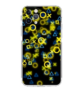 Apple iPhone 11 Pro Max Uyumlu Kamera Korumalı Tıpalı KapakSemboller Tasarımlı Şeffaf Kılıf