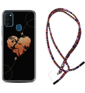 Samsung M21 M22 M23 M30 M31S M32 Kılıf Boyun Asklı Rasta Silikon Plane Heart 1721