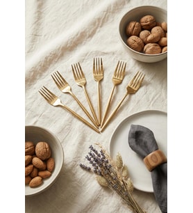 Northcity 6'lı Lüks Gold Paslanmaz Çelik Tatlı Çatalı Seti (16 cm)