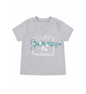 Erkek Bebek Gri Turkuaz Summer Yazılı Şortlu 2'li Takım