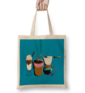Funny coffee drinKs Art lover Gift Quote - Vintage Retro Rainbow Style Bez Çanta Uzun Saplı
