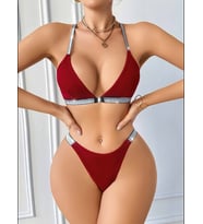 Fantezia Night Kadın Bordo Arkası Çarpraz Sütyen Kilot Takımı 5169