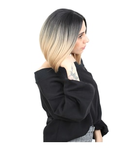Kahkülsüz Düz Kısa Fiber Sen Peruk / Siyah / Balköpüğü Ombreli