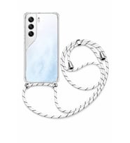 Tecno Camon 40 Boyun Askılı Şeffaf Tank Kılıf Beyaz