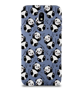 Samsung Galaxy J7 Pro Uyumlu Lansman Kılıf Panda Tasarımlı İçi Kadife Kapak-Petrol Mavisi (Şeffaf)