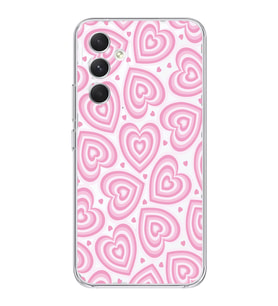 Samsung Galaxy M34 5G Uyumlu Kalp Desenli Şeffaf Telefon Kılıfı