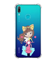 Huawei Y7 2019 Uyumlu Köşe Korumalı Antişok Kapak Vespagirl Tasarımlı Şeffaf Silikon Kılıf