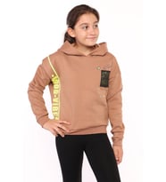 Toontoy Kız Çocuk İçi Pamuklu Baskılı Sweatshirt (Kahverengi)