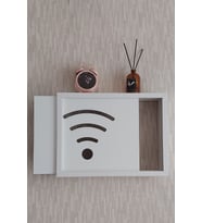 30x40x7 cm Wifi Desenli Beyaz Duvara Asılabilir Sigorta ve Modem-Wifi Saklama Kutusu! Saklama Kutusu