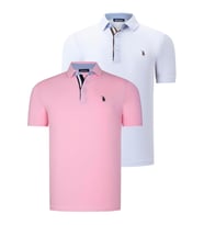 İKİLİ SET T8582 DEWBERRY ERKEK T-SHIRT-BEYAZ-PEMBE