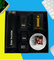 Kişiye Özel Premium Kutu Dijital Göstergeli Termos Bardak Mekanizmalı Cüzdan Cakmak Metal Anahtarlık Fotoğraflı Türk Kahve Fincanı Hediye Set