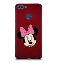 Huawei P Smart Soft Premier Kapak Minnie Mouse-C Tasarımlı Silikon Kılıf - Mürdüm (Şeffaf)