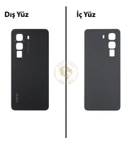 Infinix Hot 50 Siyah Uyumlu Arka Kapak Arka Cam Batarya Pil Kapağı Lazer Kesim Back Cover