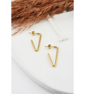 Kadın 316L Paslanmaz Çelik Basic Geometrik 3 cm V Model Küpe