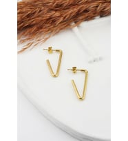 Kadın 316L Paslanmaz Çelik Basic Geometrik 3 cm V Model Küpe