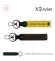 Sevgiliye 14 Şubat Sürprizi, İsimli & Soyisimli 2’li Anahtarlık Hediye Takımı, Sarı-Koyu Kahve-Laci