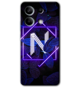 Redmi Note 13 Pro 5G Kılıf HD Desen Baskılı Kılıf - Dark Neon Yaprak N Harfi