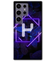 Galaxy S24 Ultra Kılıf HD Desen Baskılı Kılıf - Dark Neon Yaprak H Harfi