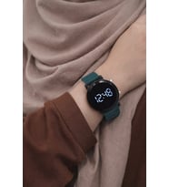 Koyu Yeşil Renk Silikon Kordonlu Tuşlu Led Unisex Kol Saati
