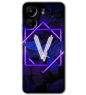 Xiaomi Redmi 13C Kılıf HD Desen Baskılı Kılıf - Dark Neon Yaprak V Harfi