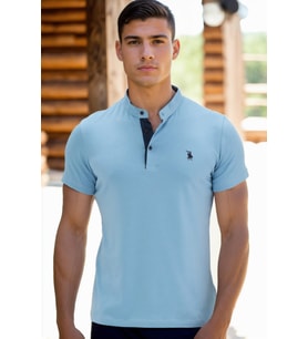 T8560 DEWBERRY T-SHIRT-AÇIK İNDİGO