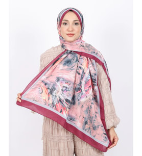 Luissa Bambu Kraş Şal Pastel Desen Bordo