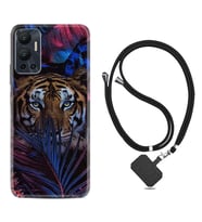 Infınix Hot 12 Kılıf Resimli Boyun Askılı İpli Desenli Silikon Flowers Tiger 1319