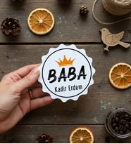 Kişiye Özel Baba Bardak Altlığı Babalar Günü Hediyesi (Bej)