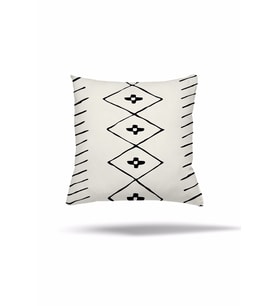 Geometrik Çizgili Etnik Desen Gizli Fermuarlı Yastık Kılıfı Kırlent Kılıfı Koltuk Yastık Kılıfı (Beyaz)