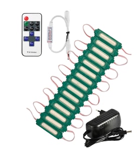 20 Adet 24 Volt 2 Watt Yeşil Cob Led Modül 12A Tek Renk RF Dimmer 2A Priz Tipi Adaptör Set