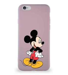 Apple iPhone 6 Soft Premier Kapak Mickey Mouse-D Tasarımlı Silikon Kılıf - Pudra (Şeffaf)