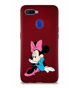 Oppo AX7 Soft Premier Kapak Minnie Mouse-E Tasarımlı Silikon Kılıf - Mürdüm (Şeffaf)