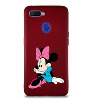 Oppo AX7 Soft Premier Kapak Minnie Mouse-E Tasarımlı Silikon Kılıf - Mürdüm (Şeffaf)