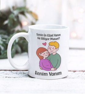 Sevgililer Günü Senin En Güzel Yanın Tasarımlı Kupa Bardak (Beyaz)