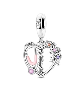 Tıp Temalı Stetoskop Kalp Sallantılı Charm