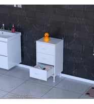 Modilayn SÖKE 3'lü Çekmece Banyo Dolabı 35x75x32,5 cm’ lik Çok Yönlü Çekmecelerle Daha Düzenli (Beyaz)