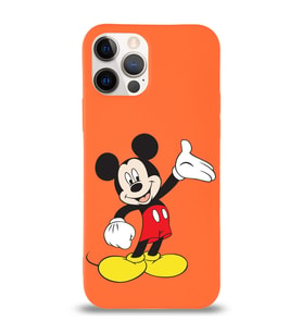 Apple iPhone 12 Pro Max  Lansman Kılıf Mickey Mouse Tasarımlı Altı Kapalı İçi Kadife Kaplı  Kapak (Şeffaf)