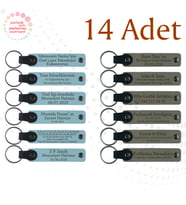 Gök Mavi & Kül Gri, 14'lü Set, Kişiye Özgü İsim Ve Mesajlı Anahtarlık, Arkadaşlara Doğum Günü Anısı