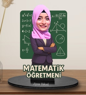 Kişiye Özel  Kadın Matematik Öğretmeni Tasarımlı  Karikatür Biblo 293