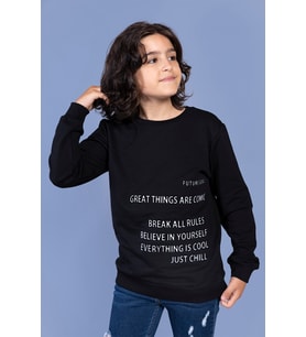 Toontoy Erkek Çocuk Kabartma Baskılı Sweatshirt (Siyah)