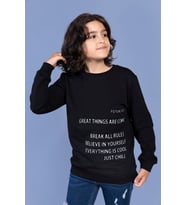 Toontoy Erkek Çocuk Kabartma Baskılı Sweatshirt (Siyah)