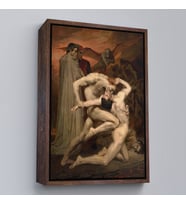Çerçeveli Dante ve Virgil Cehennemde William Adolphe Bouguereau Klasik Kanvas Tablo (Altın)