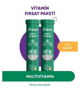 2'li-Vitago Multivitamin, Multimineral 20'li Efervesan Tablet
