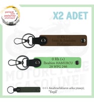 Bikerlar İçin, İsim Plaka ve 0 Rh (+) Kan Grubu, Özel Tasarım x2 Anahtarlık Set, Kahve-F Yeşil-Ysl (Çok Renkli)