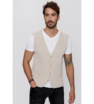 CHUBA Erkek Süs Cepli Regular Fit Triko Yelek Bej 23W218