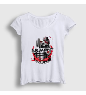 Presmono Kadın Beyaz Live Nations Rise Against T-Shirt 381827tt