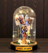Kişiye Özel Led Işıklı Tasarlanmış Fanus Hediyesi Size Özel Hediye (Model 9)