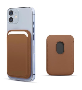 Microsonic Apple iPhone 12 Leather Wallet MagSafe Kahverengi